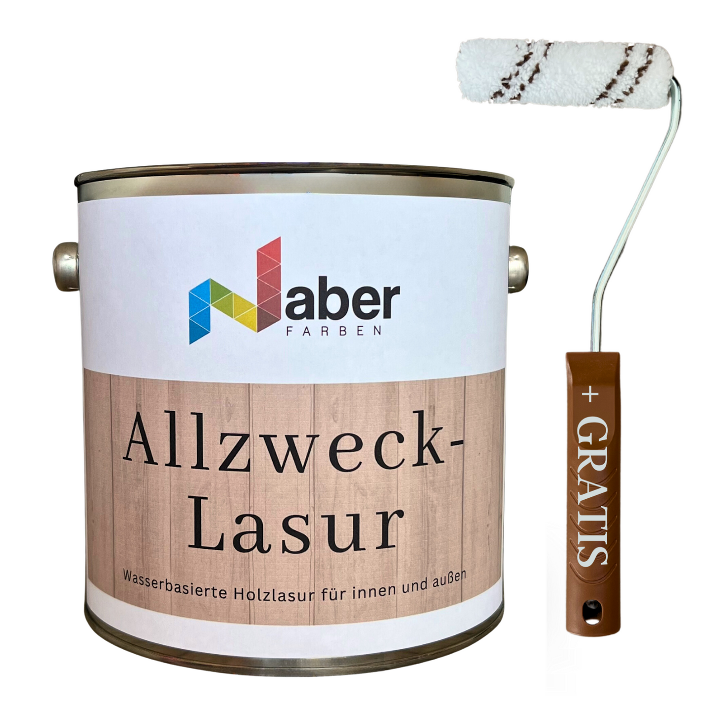 1 L Holzlasur, Allzwecklasur, Wasserbasis, Bunte Farbwahl, GRATIS Lasurroller