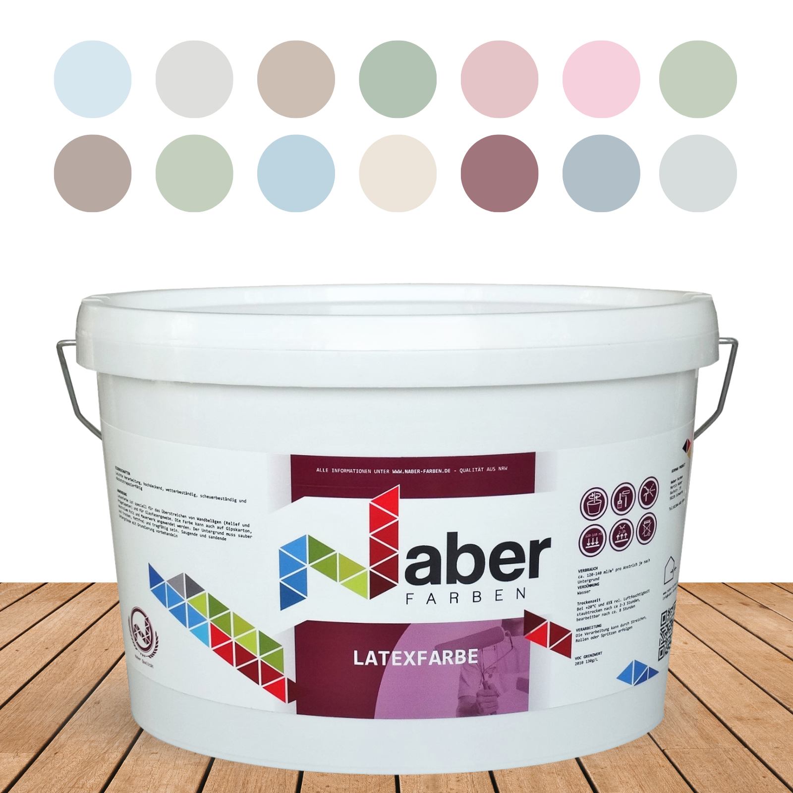 2,5 L Latexfarbe, Wandfarbe, Farbwahl - MATT – Naber Farben