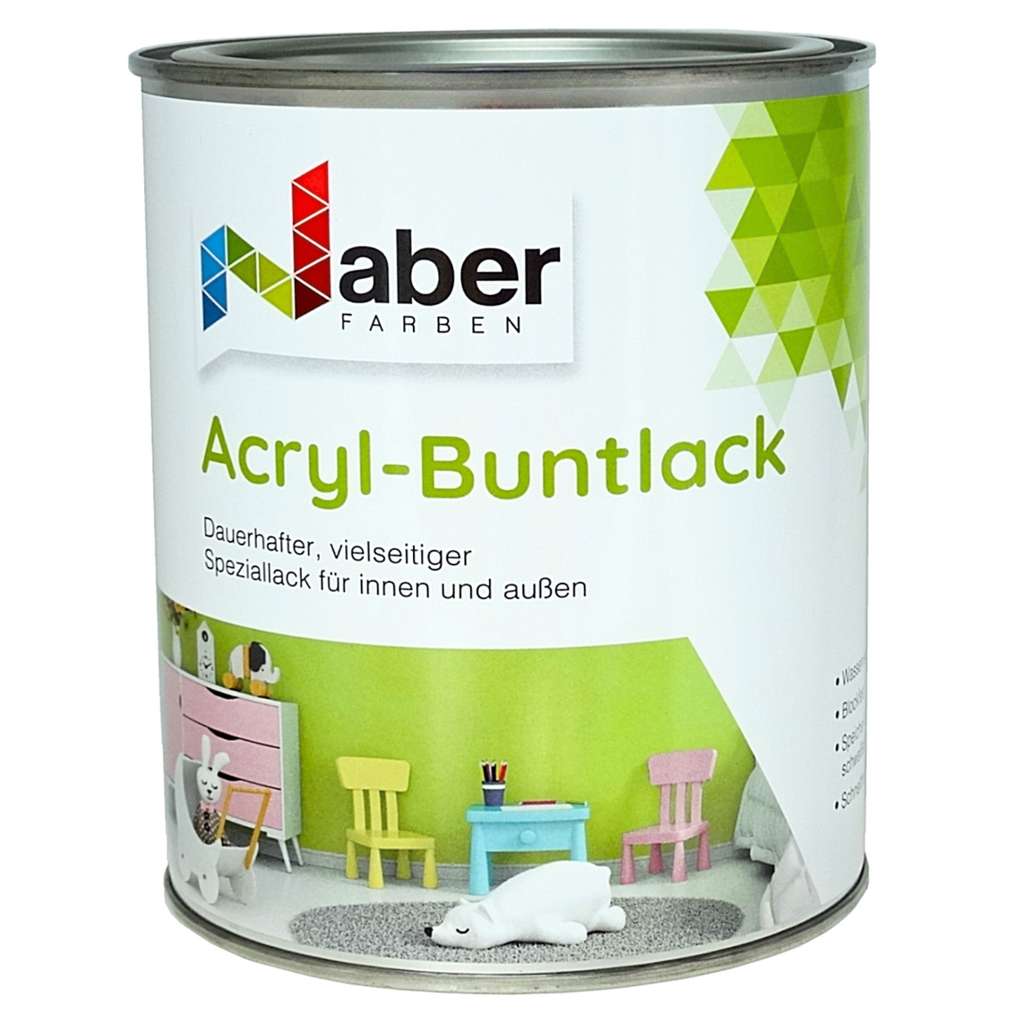 375 ml Acryl Buntlack, Möbellack, Spielzeugfarbe, Holzfarbe, RAL Farbwahl - SEIDENMATT (RAL 6008 - 9018)