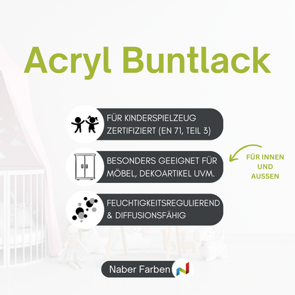 2,5 L Acryl Buntlack, Acryllack, RAL Farbwahl - SEIDENMATT (RAL 6008 - 9018)