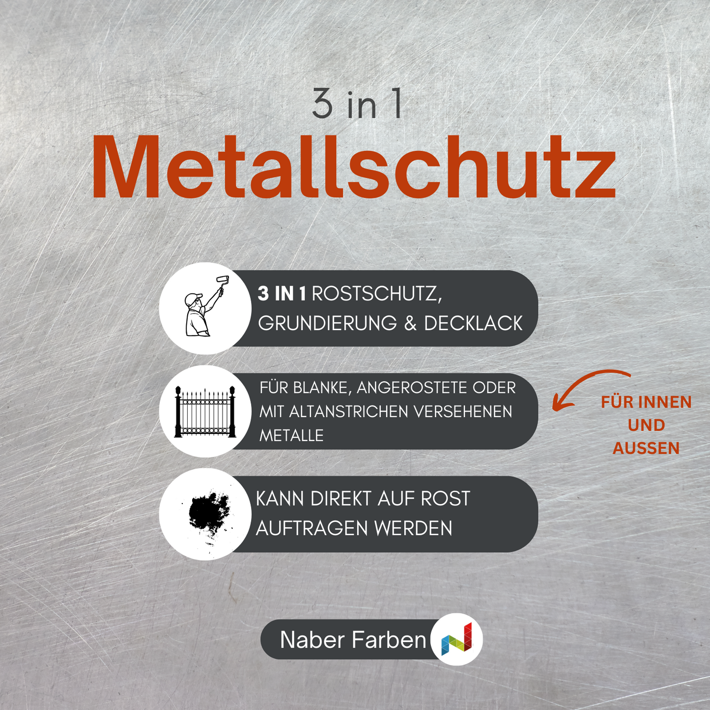 2,5 L Metallschutz, Rostschutz + Grundierung, RAL Farbwahl - SEIDENMATT