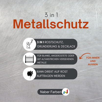1 L Metallschutz, Rostschutz + Grundierung, RAL Farbwahl - SEIDENGLANZ