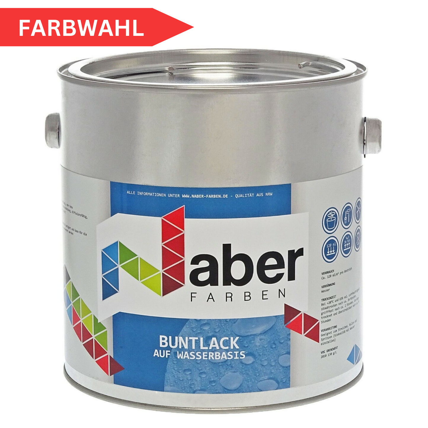 2,5 L Buntlack auf Wasserbasis, RAL Farbwahl - SEIDENMATT (RAL 1000 - 6007)