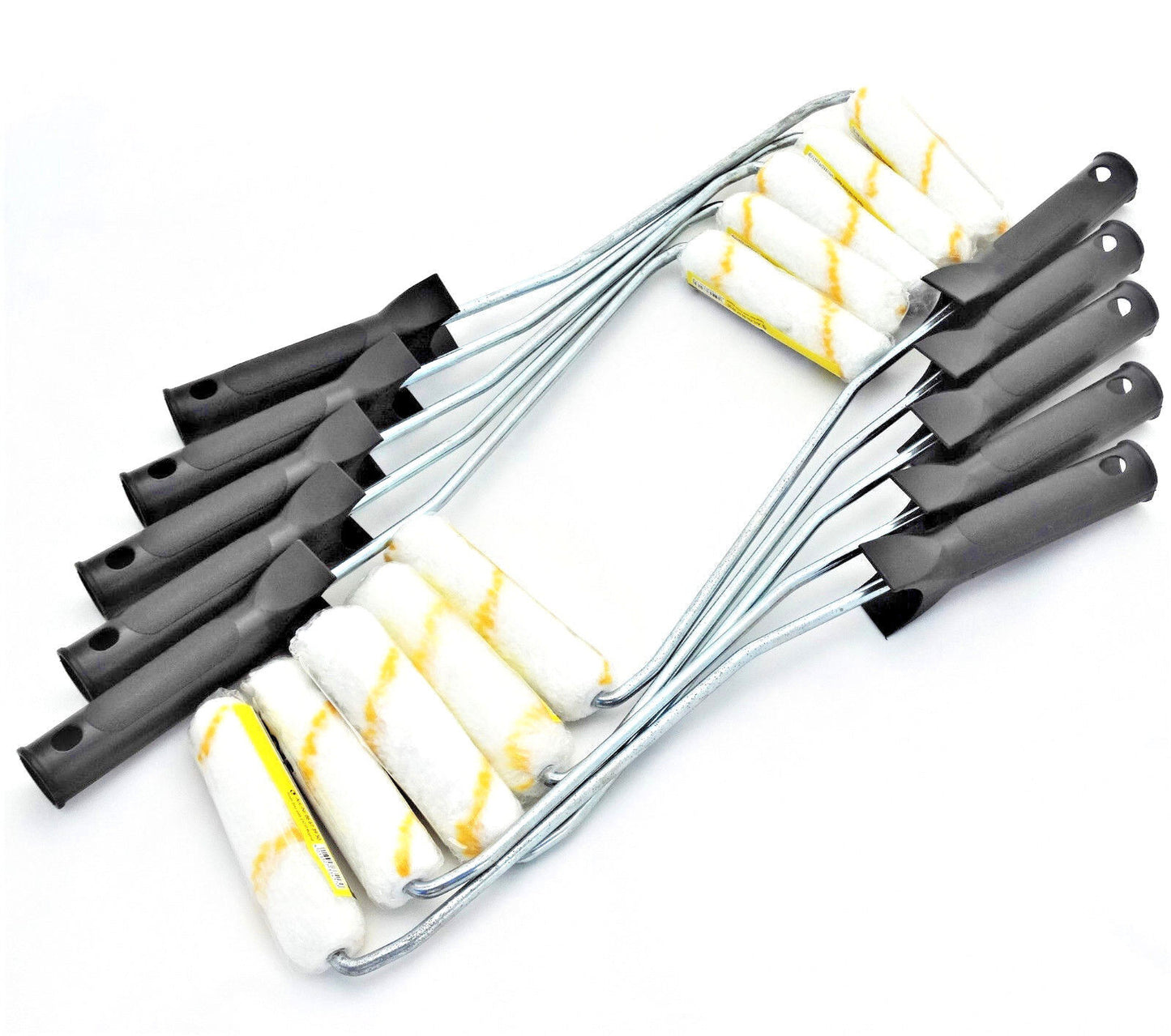 10 x Farbrollen Set (Griff + Farbwalze), Lackierroller 10 cm