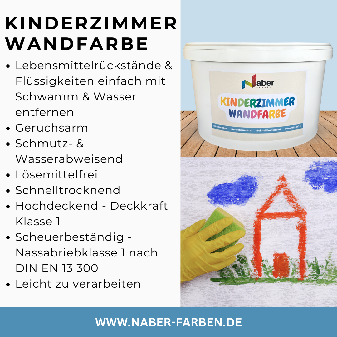 2,5 L Kinderzimmer Wandfarbe, Kinderzimmerfarbe, Abwischbar, NCS Farbwahl - MATT