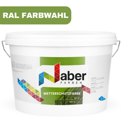 12,5 L Wetterschutzfarbe, Holzfarbe, Holzschutzfarbe, Deckend, RAL Farbwahl - Seidenmatt
