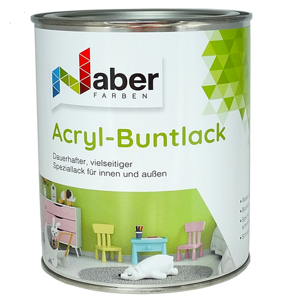 1 L Acryl Buntlack, Möbellack, Spielzeugfarbe, Holzlack, WEISS - SEIDENMATT