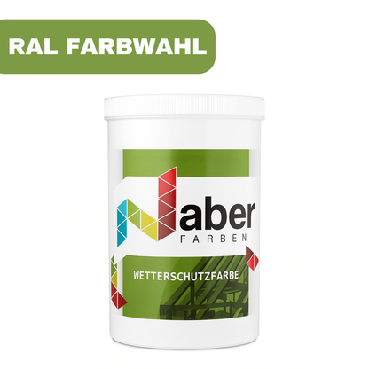1 L Wetterschutzfarbe, Holzfarbe, Holzschutzfarbe, Deckend, RAL Farbwahl - Seidenmatt