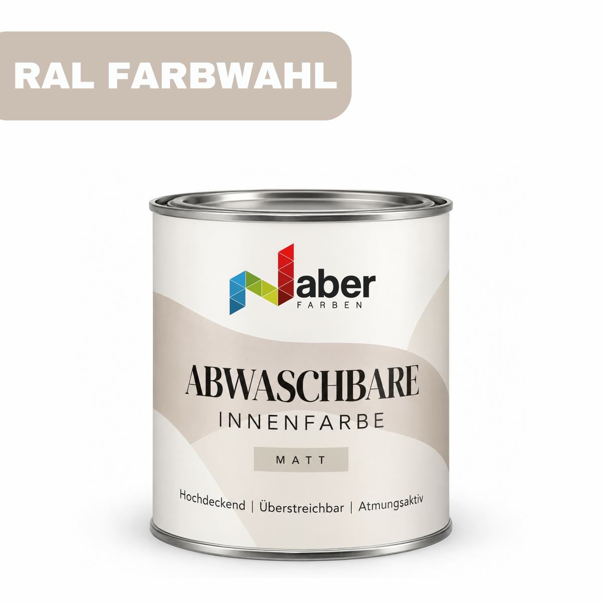 1 L Abwaschbare Innenfarbe, Wandfarbe, Hochdeckend, Atmungsaktiv, RAL Farbwahl - MATT