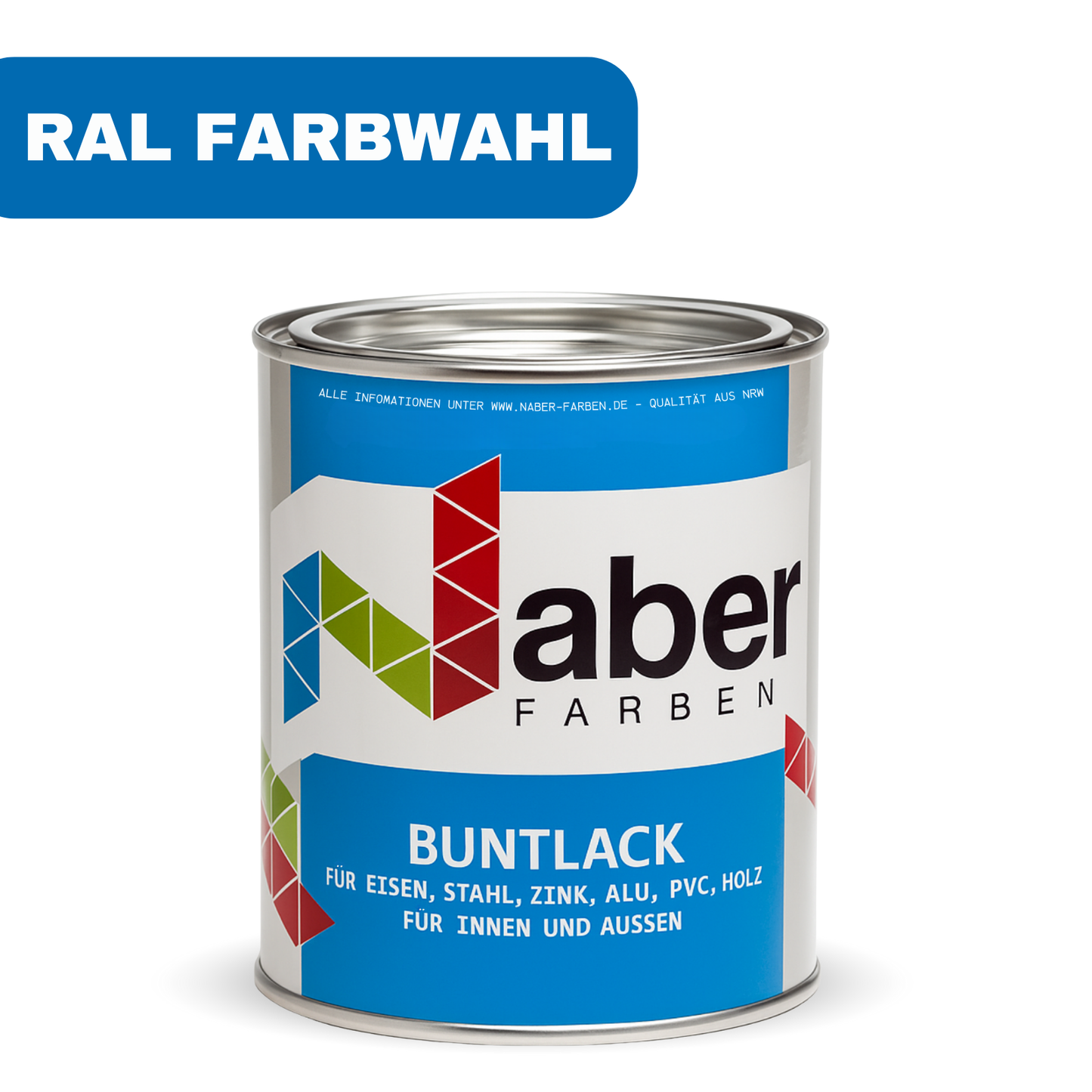 1 L Buntlack, Kunstharzlack, Holz, Eisen, Metall, RAL Farbwahl - SEIDENMATT
