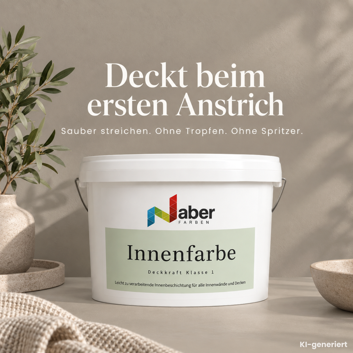 Premium Wandfarbe - Kaschmirbraun, Hochdeckend, Tropf- & Spritzgehemmt – Matt