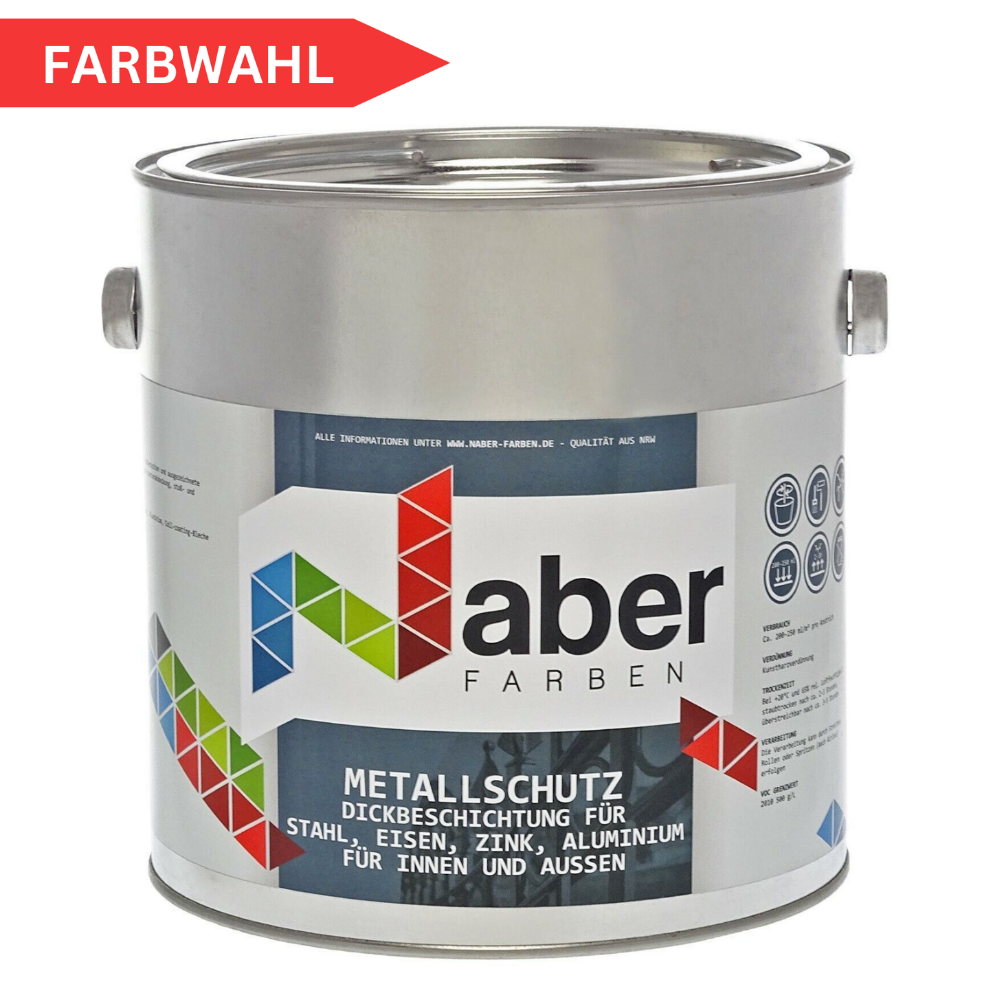 2,5 L Metallschutz 3 in 1, Rostschutz + Grundierung, RAL Farbwahl - SEIDENMATT (RAL 1000 - 6007)