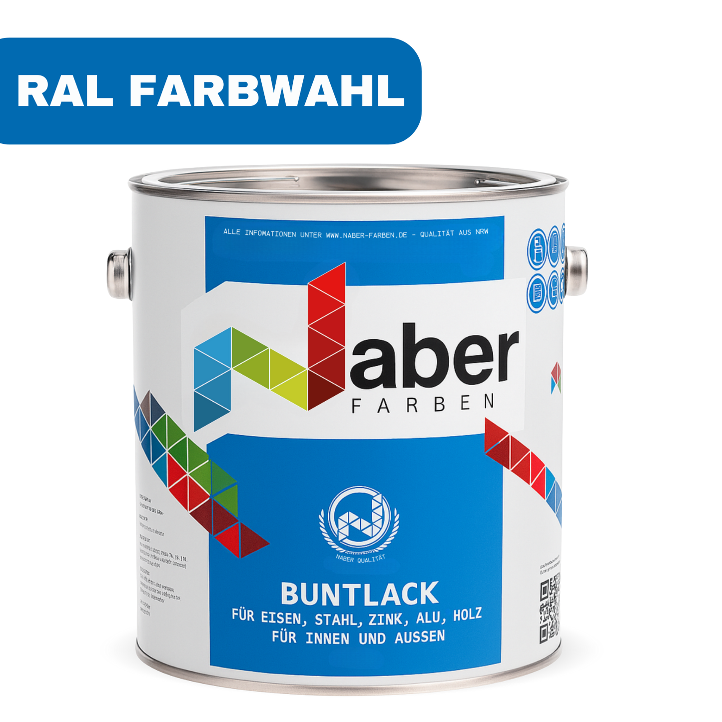 2,5 L Buntlack, Kunstharzlack, Holz, Eisen, Metall, RAL Farbwahl - SEIDENMATT