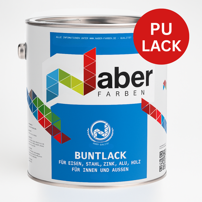 2,5 L PU Lack, Buntlack, Kunstharzlack, Holz, Eisen, Metall, RAL Farbwahl - SEIDENMATT (RAL 6008 - 9018)