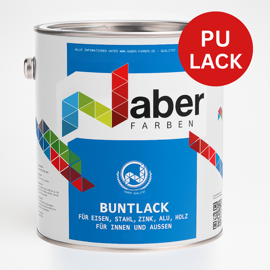 2,5 L PU Lack, Buntlack, Kunstharzlack, Holz, Eisen, Metall, RAL Farbwahl - SEIDENMATT (RAL 1000 - 6007)