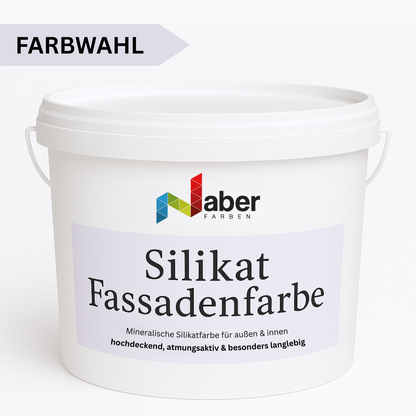 2,5 L Silikat Fassadenfarbe, Sockelfarbe, Hausfarbe, Farbwahl (RAL 1000-6007) - MATT