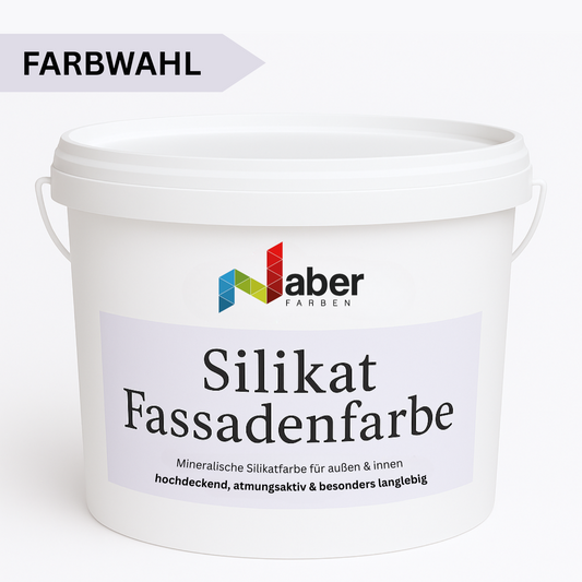 2,5 L Silikat Fassadenfarbe, Sockelfarbe, Hausfarbe, Farbwahl (RAL 6008-9018) - MATT