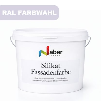 2,5 L Silikat Fassadenfarbe, Hausfarbe, Sockelfarbe, RAL Farbwahl - MATT