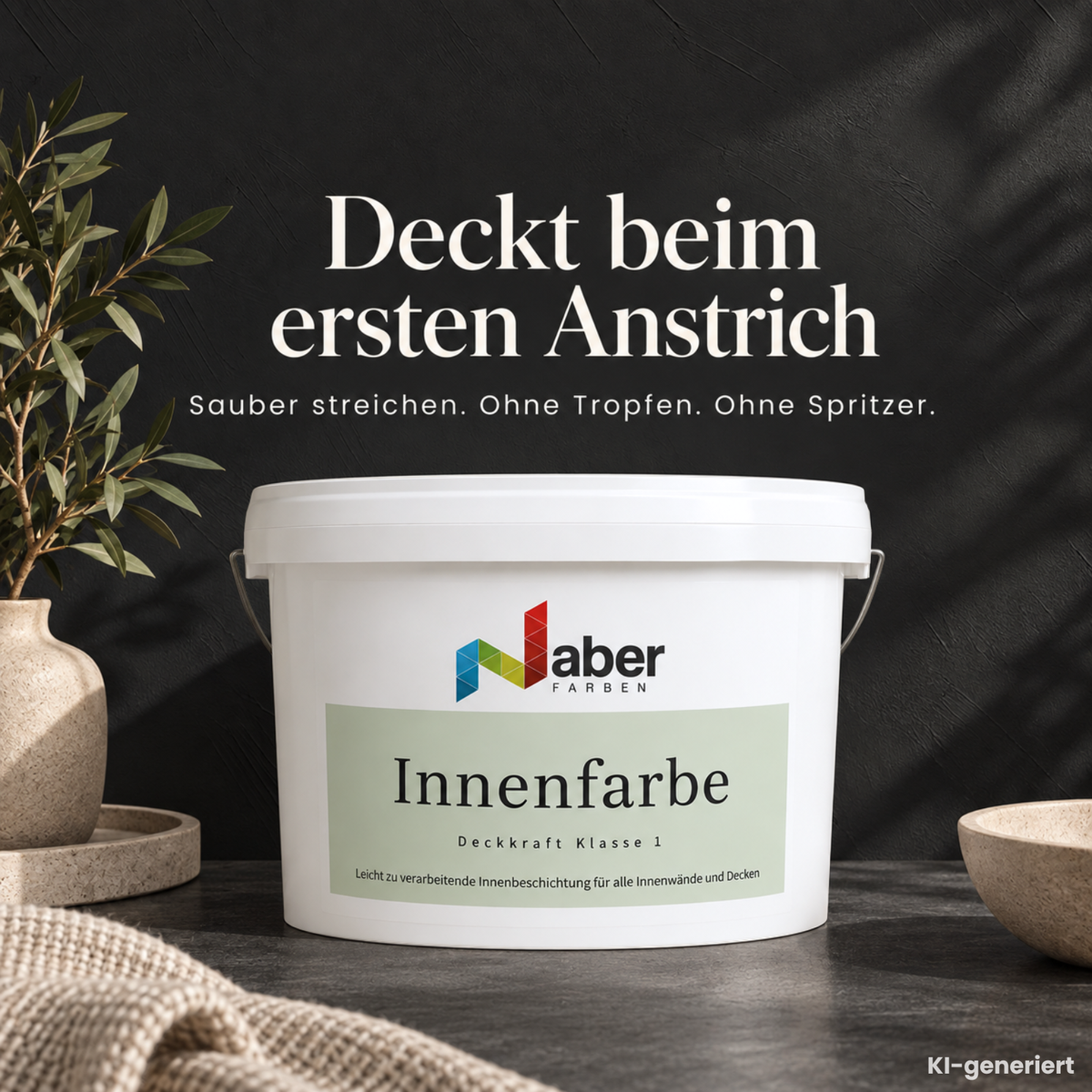 Premium Wandfarbe - Pure Black, Hochdeckend, Tropf- & Spritzgehemmt – Matt