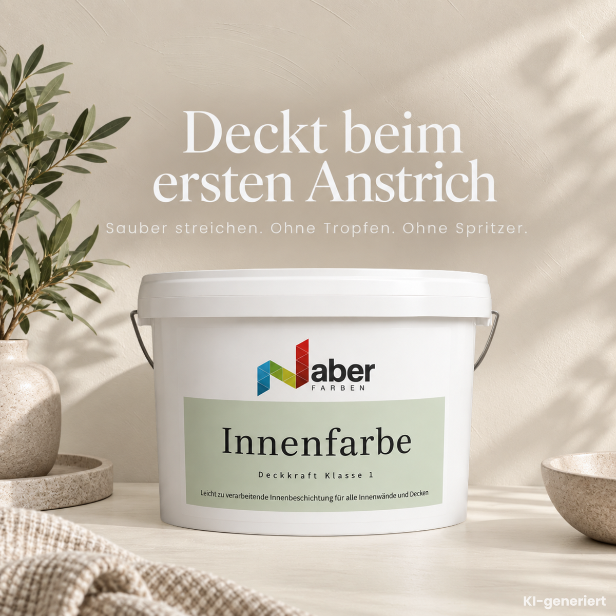 Premium Wandfarbe - Cozy Beige, Hochdeckend, Tropf- & Spritzgehemmt – Matt