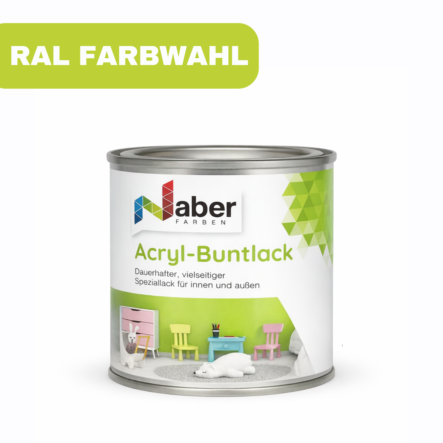 375 ml Acryl Buntlack, 3 in 1, Möbellack, Spielzeugfarbe, Holzlack, RAL Farbwahl - Seidenmatt