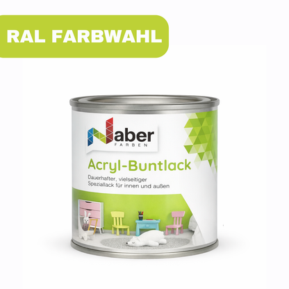 375 ml Acryl Buntlack, 3 in 1, Möbellack, Spielzeugfarbe, Holzlack, RAL Farbwahl - Seidenmatt