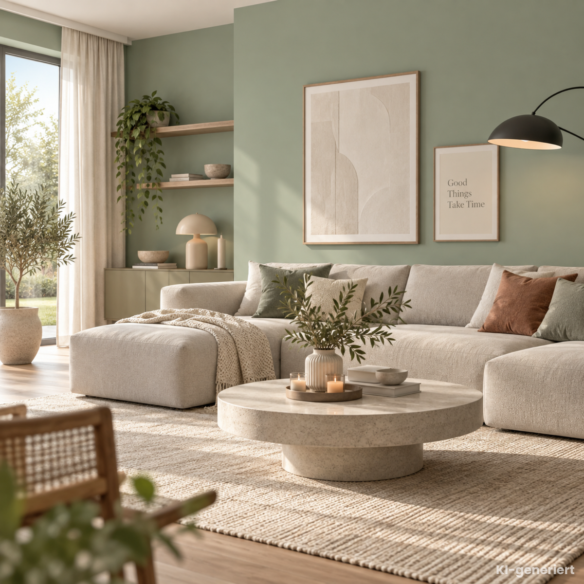 Premium Wandfarbe - Olive Light, Hochdeckend, Tropf- & Spritzgehemmt – Matt