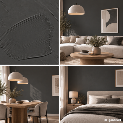 Premium Wandfarbe - Midnight Grey, Hochdeckend, Tropf- & Spritzgehemmt – Matt