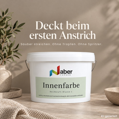 Premium Wandfarbe - Sandbeige, Hochdeckend, Tropf- & Spritzgehemmt – Matt