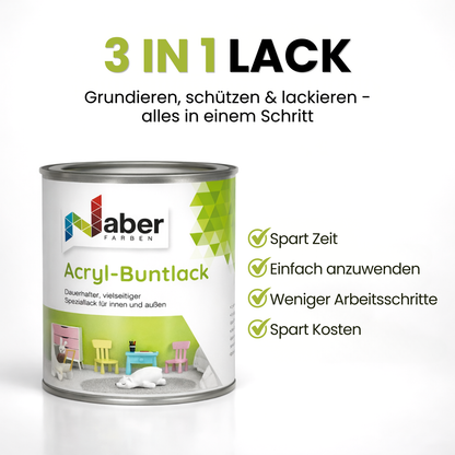 Acryl Buntlack 3 in 1, Möbellack, Möbelfarbe, Hozlack, Geruchsneutral, Kindersicher, nach Caparol 3D-System Plus Farbkarte - Seidenmatt