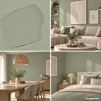 Premium Wandfarbe - Olive Light, Hochdeckend, Tropf- & Spritzgehemmt – Matt