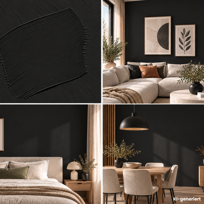 Premium Wandfarbe - Pure Black, Hochdeckend, Tropf- & Spritzgehemmt – Matt