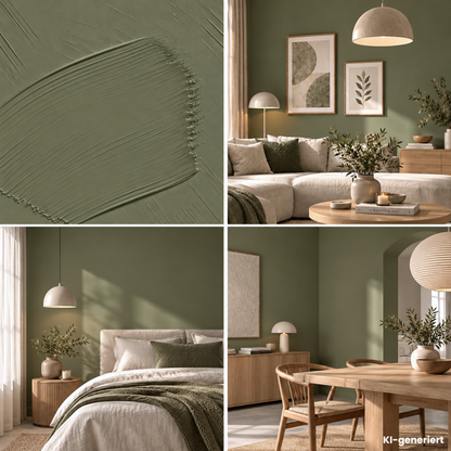Premium Wandfarbe - Olive Dark, Hochdeckend, Tropf- & Spritzgehemmt – Matt
