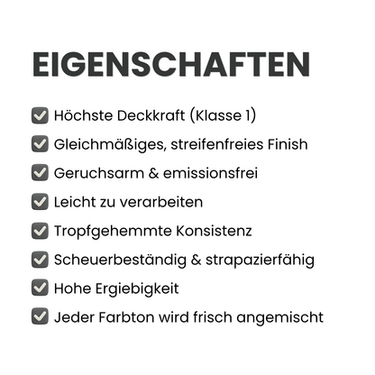 Premium Wandfarbe - Pure Black, Hochdeckend, Tropf- & Spritzgehemmt – Matt
