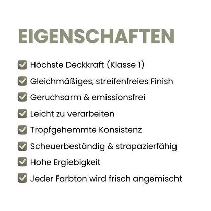 Premium Wandfarbe - Olive Medium, Hochdeckend, Tropf- & Spritzgehemmt – Matt