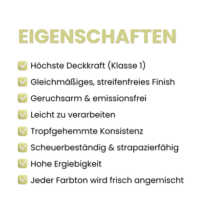 Premium Wandfarbe - Golden Green, Hochdeckend, Tropf- & Spritzgehemmt – Matt