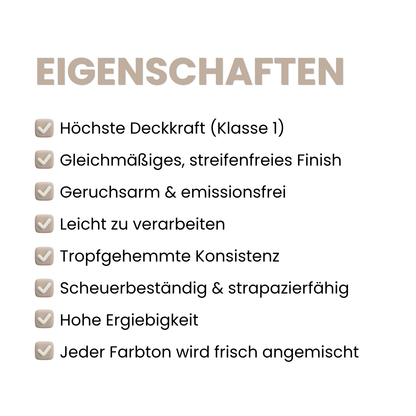 Premium Wandfarbe - Sandbeige, Hochdeckend, Tropf- & Spritzgehemmt – Matt