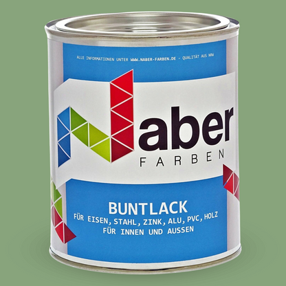 1 L Buntlack, Kunstharzlack, RAL 6021 Blaßgrün, Holz, Eisen, Metall - SEIDENMATT