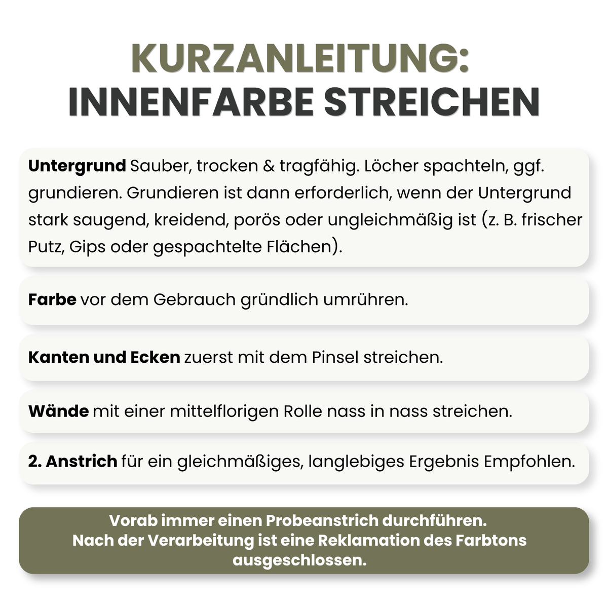 Premium Wandfarbe - Olive Dark, Hochdeckend, Tropf- & Spritzgehemmt – Matt