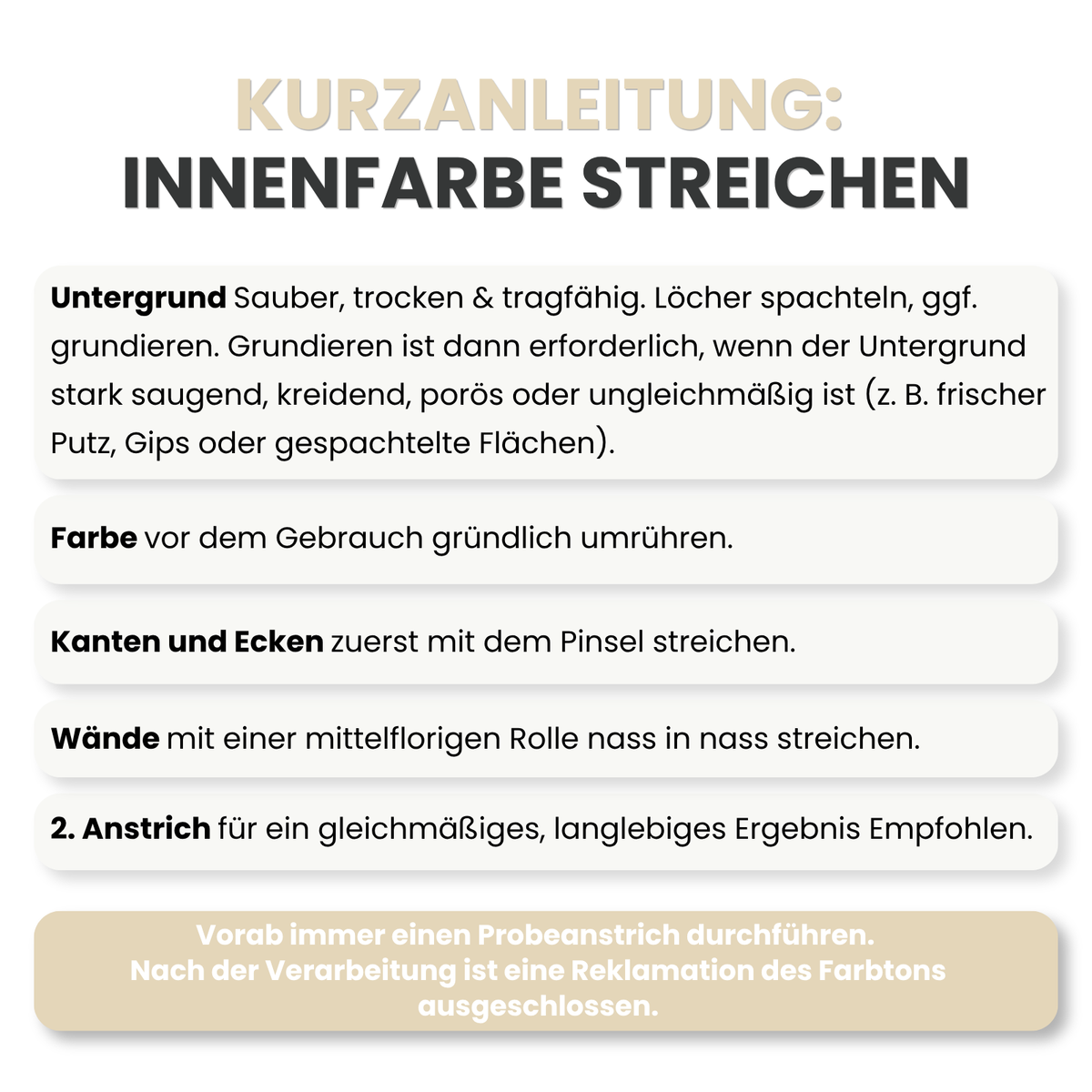 Premium Wandfarbe - Warm Sand, Hochdeckend, Tropf- & Spritzgehemmt – Matt