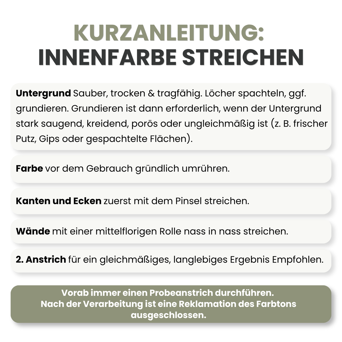 Premium Wandfarbe - Olive Medium, Hochdeckend, Tropf- & Spritzgehemmt – Matt