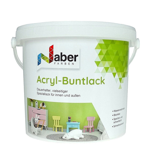 2,5 L Acryl Buntlack, Möbellack, Spielzeugfarbe, Holzlack, WEISS - SEIDENMATT