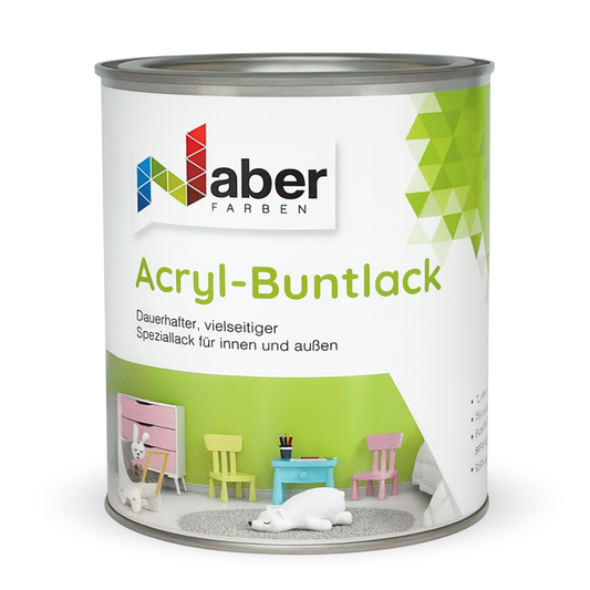 1 L Acryl Buntlack, Möbellack, Spielzeugfarbe, Holzlack, RAL Farbwahl - SEIDENMATT (RAL 1000 - 6007)