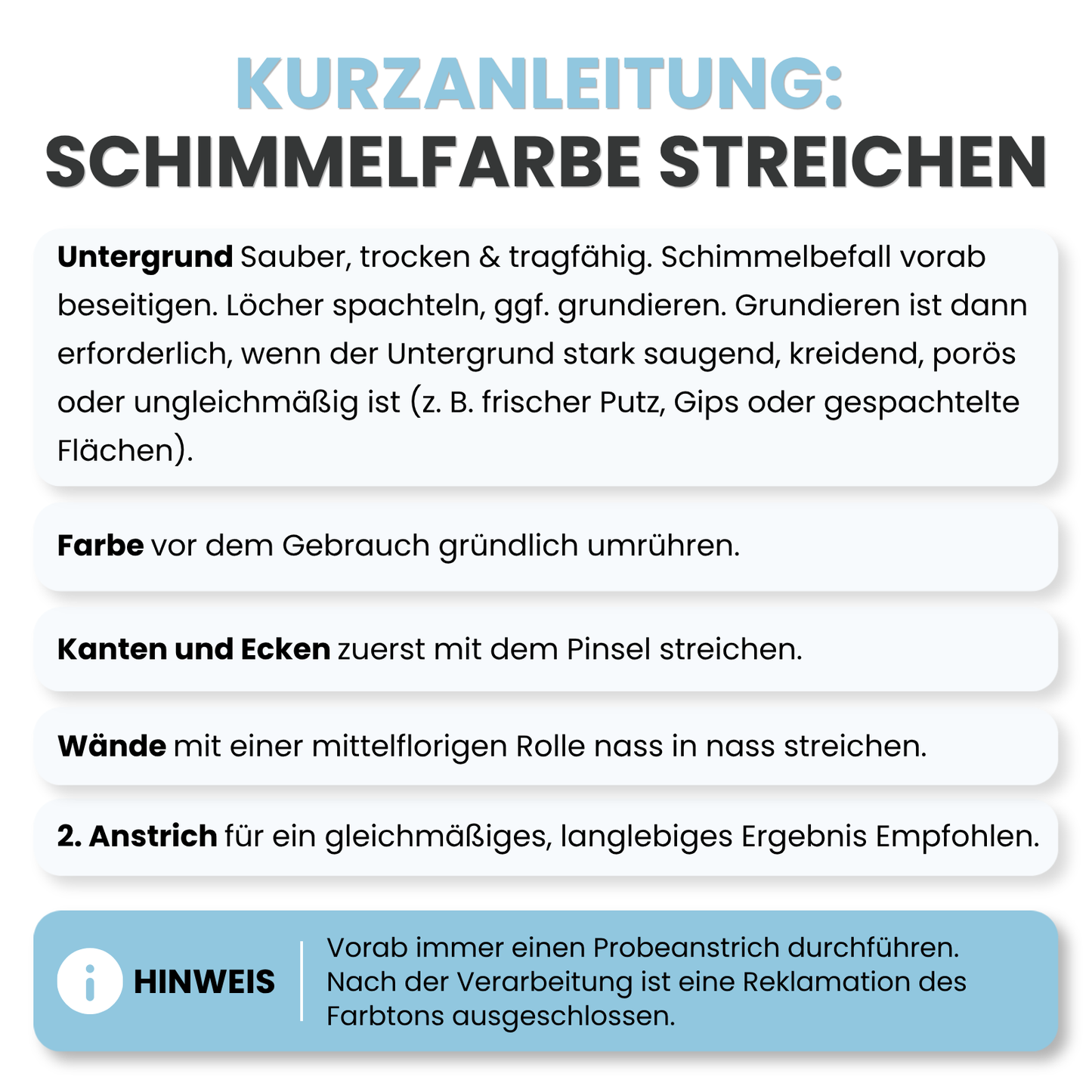 Antischimmelfarbe, Wandfarbe, Farbwahl - MATT