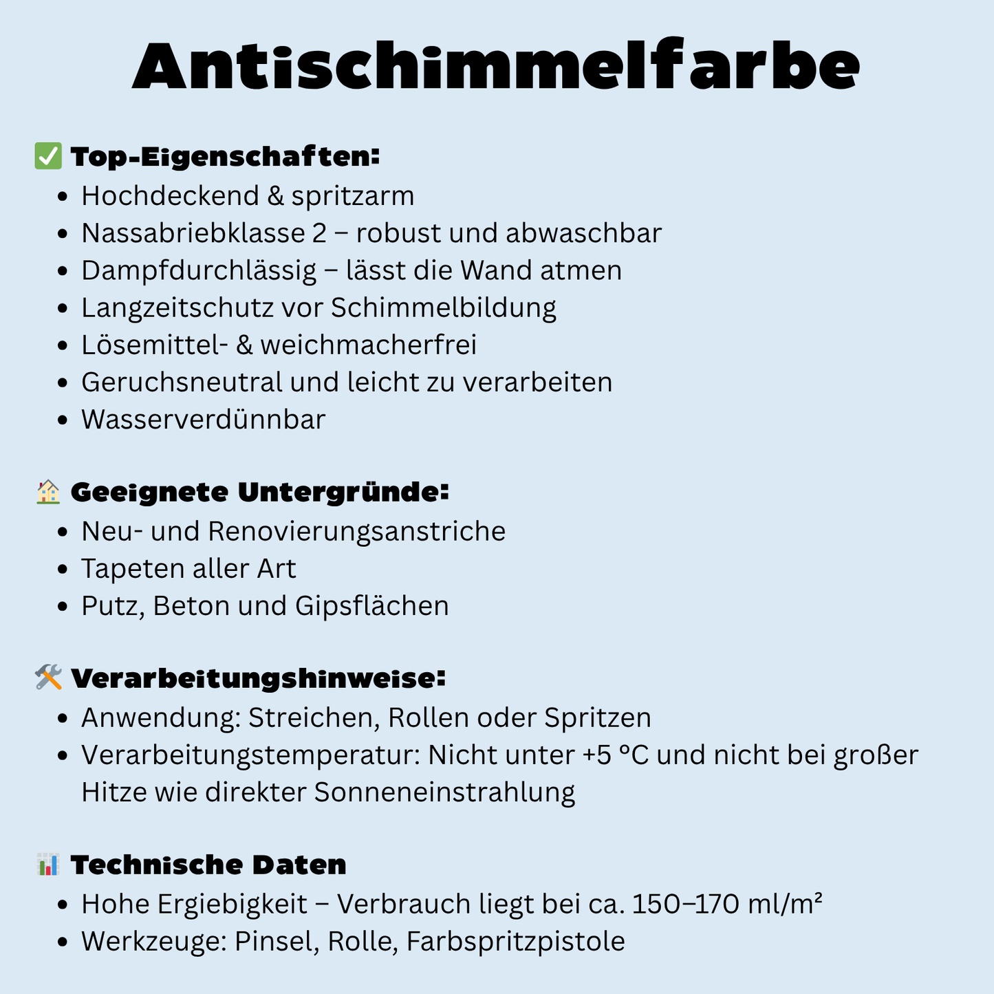 2,5 L Antischimmelfarbe, Feuchtraumfarbe, Feine Farben, Farbwahl - MATT
