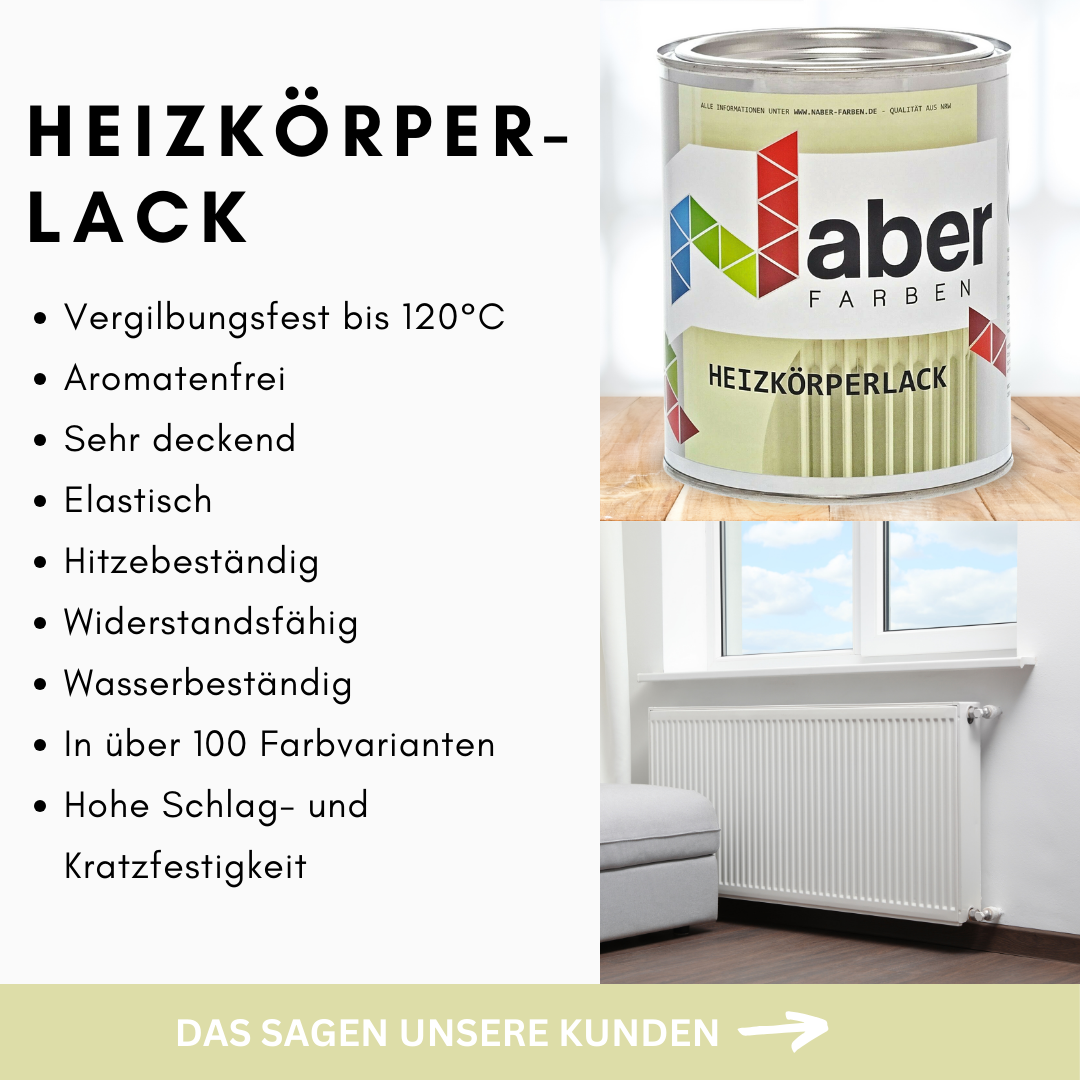 2,5 L Heizkörperlack, Heizungslack, RAL Farbwahl - SEIDENGLANZ (RAL 1000 - 6007)