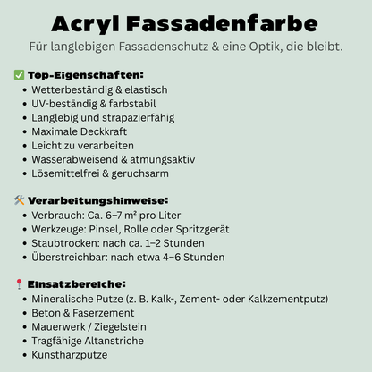 1 L Acryl Fassadenfarbe, Hausfarbe, Außenfarbe, RAL Farbwahl - MATT