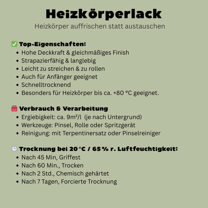 1 L Heizkörperlack, Heizungslack, RAL Farbwahl - SEIDENMATT