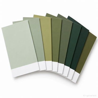 Farbkarten-Set Grün – 7 handbemalte Farbtöne im A6-Format