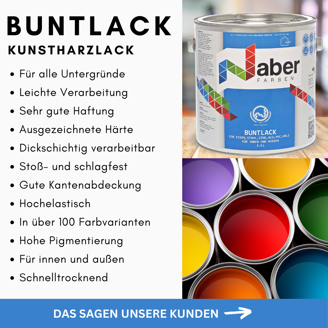 375 ml Buntlack, Kunstharzlack, Farbmuster/Probe, RAL Farbwahl - SEIDENMATT (RAL 6010 - 9018)